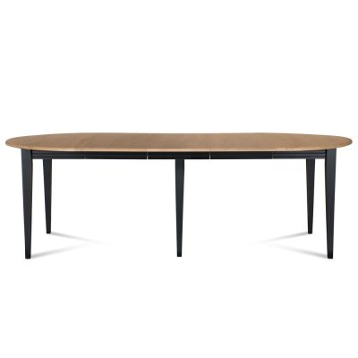 Table ronde 6 pieds fuseau 115 cm + 3 rallonges bois - victoria - Noir