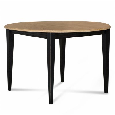 Table ronde extensible bois D105 avec 1 allonge et pieds fuseau noir