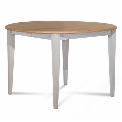Table ronde extensible bois D105 cm avec 1 allonge et pieds fuseau
