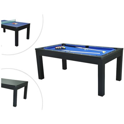 VENTE UNIQUE Table transformable noire - Billard & Ping-pong - L182 x l102 x H80 cm - SOUSA