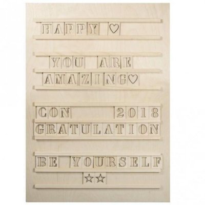 RAYHER Tableau &agrave; lettres letterboard en bois 30 x 42 cm + 96 lettres