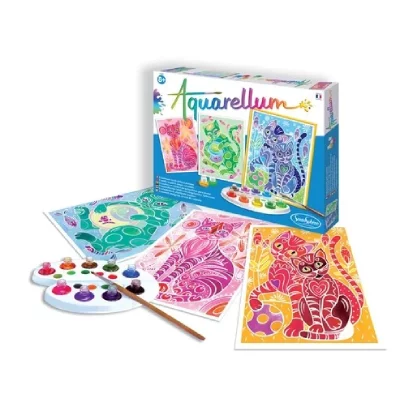 SENTOSPHERE Tableau aquarelle Aquarellum Chats - Sentosph&egrave;re - couleur variant