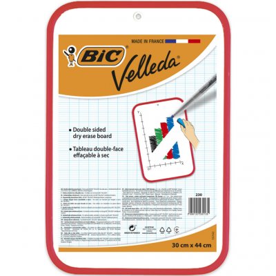 VELLEDA Tableau Blanc  Bic double-face unie - 44 x 30 cm Rouge Rouge