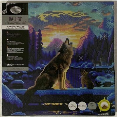 CRYSTAL ART Tableau broderie diamant - loup cr&eacute;puscule 30 x 30 cm CAKA67