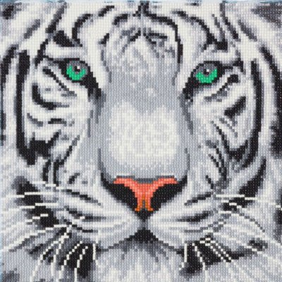 CRYSTAL ART Tableau broderie diamant - Tigre des neiges 30 x 30 cm - 