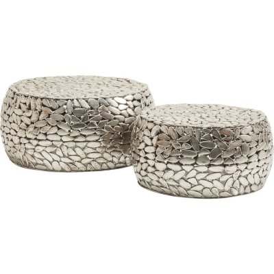 Tables basses Pebbles Deluxe argent set de 2 Kare Design
