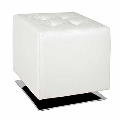 GENERIQUE Tabouret carr&eacute; 40 cm blanc et chrom&eacute;