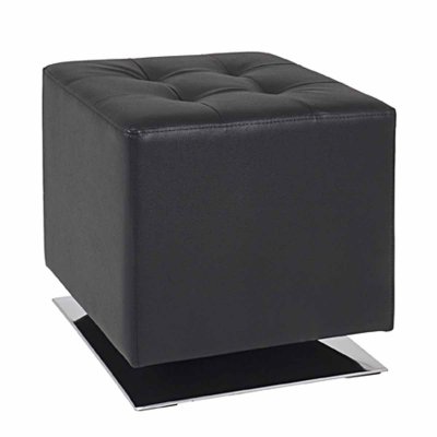 GENERIQUE Tabouret carr&eacute; 40 cm noir et chrom&eacute;