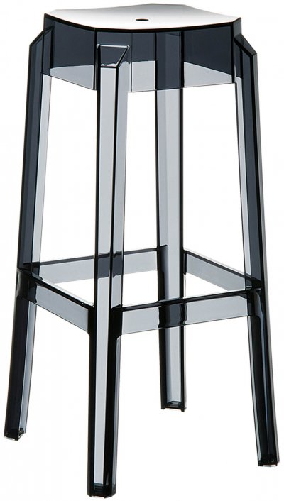 Tabouret carr&eacute; d'ext&eacute;rieur fabriqu&eacute; en plastique avec finition couleur noire Fox CLP