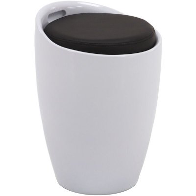 IDIMEX Tabouret coffre de rangement DANIEL, blanc/noir 