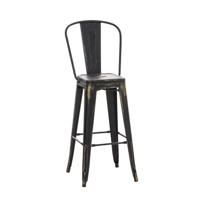Tabouret de bar Aiden antique/noir-dor&eacute;