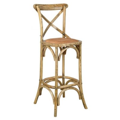 Tabouret de bar bois et rotin Bistrot chic - Orme naturel