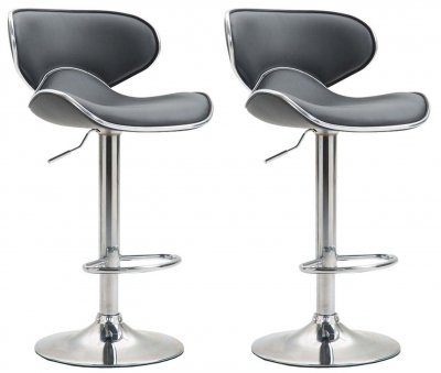 Tabouret de bar chaise de bar par 2 hauteur reglable avec repose pieds en similicuir gris et metal