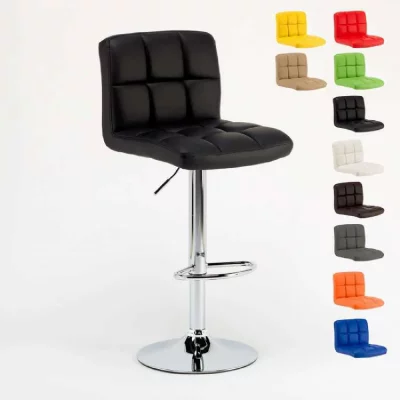 Tabouret de bar cuisine fixe pivotant r&eacute;glable dossier repose-pied Atlanta Couleur: Noir