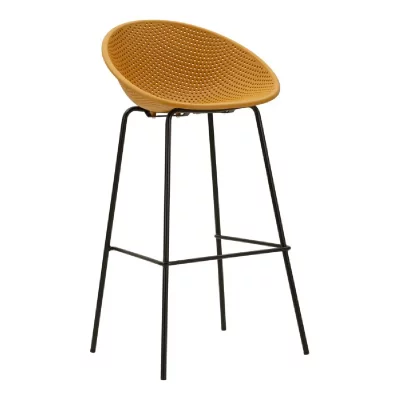 Tabouret de bar d'ext&eacute;rieur en polypropyl&egrave;ne moutarde, 50 x 50 x 98 cm