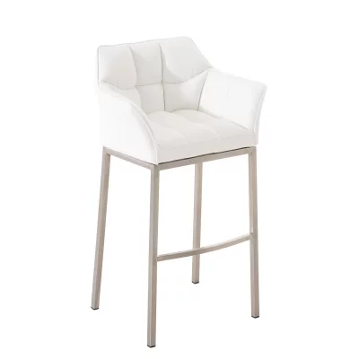 Tabouret de bar damaso en similicuir , blanc /acier inoxydable