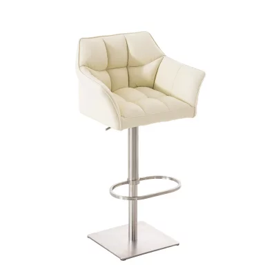 Tabouret de bar damaso en similicuir , cr&egrave;me/acier inoxydable