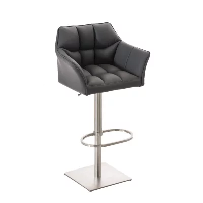Tabouret de bar damaso en similicuir , gris/acier inoxydable
