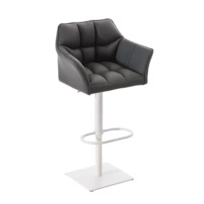 Tabouret de bar damaso en similicuir , gris/blanc