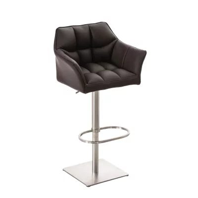 Tabouret de bar damaso en similicuir , marron/acier inoxydable