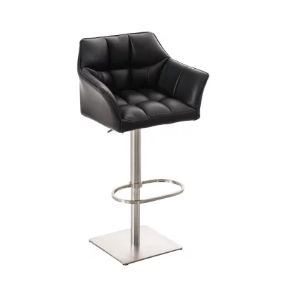 Tabouret de bar damaso en similicuir , noir /acier inoxydable