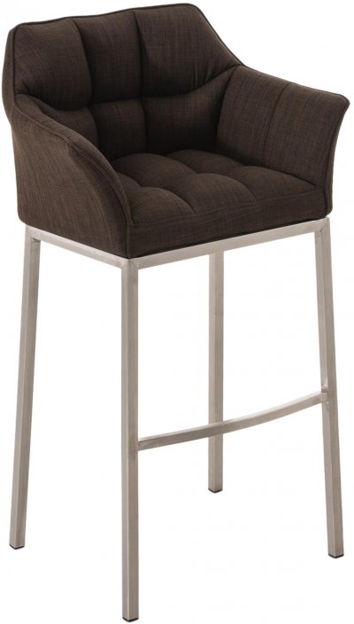 Tabouret de bar damaso en tissu avec 4 pieds , marron/acier inoxydable