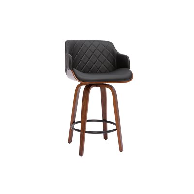 Tabouret de bar design noir et bois fonc&eacute; H65 cm LUCIEN