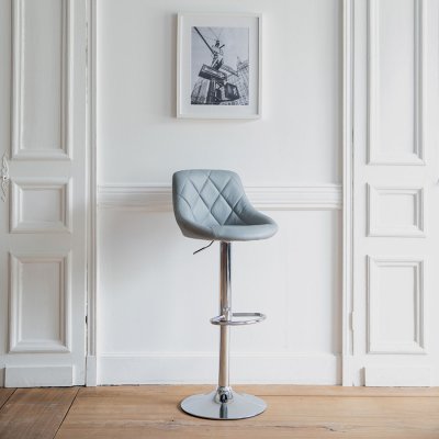 Tabouret de bar en simili cuir gris