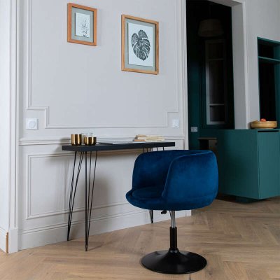 Tabouret de bar en velours bleu nolan - Bleu