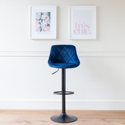 Tabouret de bar en velours bleu robin - Bleu