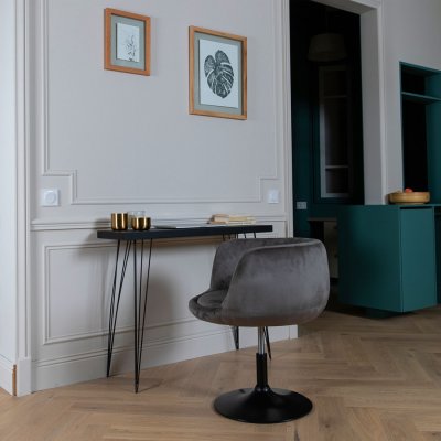 Tabouret de bar en velours gris nolan - Gris
