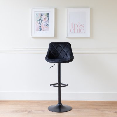 Tabouret de bar en velours noir ROBIN - Noir