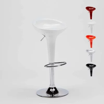 Tabouret de bar et cuisine pivotant r&eacute;glable design moderne San Francisco Couleur: Blanc