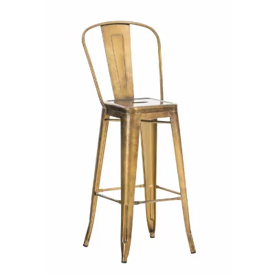 Tabouret de bar fabriqu&eacute; en m&eacute;tal pulv&eacute;ris&eacute; avec finition couleur dor&eacute;e Aiden CLP