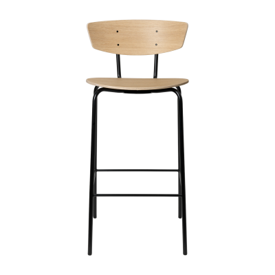 Tabouret de bar Herman - blanc huil&eacute; - Ch&ecirc;ne - Hauteur d'assise 64 cm