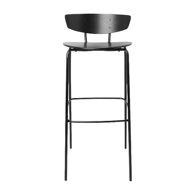 Tabouret de bar Herman - Hauteur d'assise 78 cm - Ch&ecirc;ne - noir