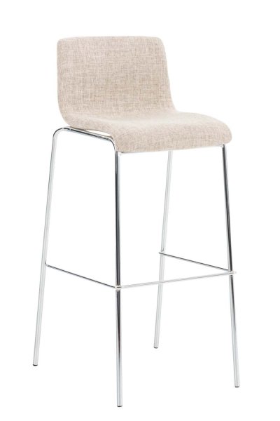Tabouret de bar Hoover Assise en Tissu 4 Pieds en m&eacute;tal beige Chrome