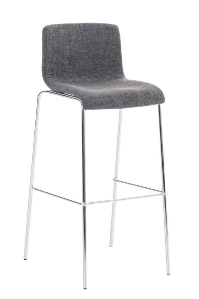 Tabouret de bar Hoover Assise en Tissu 4 Pieds en m&eacute;tal gris clair Chrome
