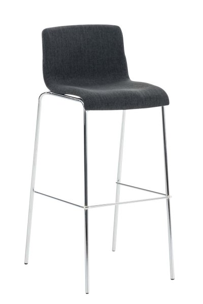 Tabouret de bar Hoover Assise en Tissu 4 Pieds en m&eacute;tal gris fonc&eacute; Chrome