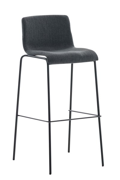 Tabouret de bar hoover assise en tissu - 4 pieds en m&eacute;tal , gris fonc&eacute;/noir