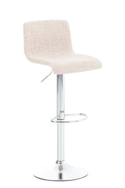 Tabouret de bar hoover assise en tissu pi&egrave;tement m&eacute;tal chrom&eacute; , cr&egrave;me