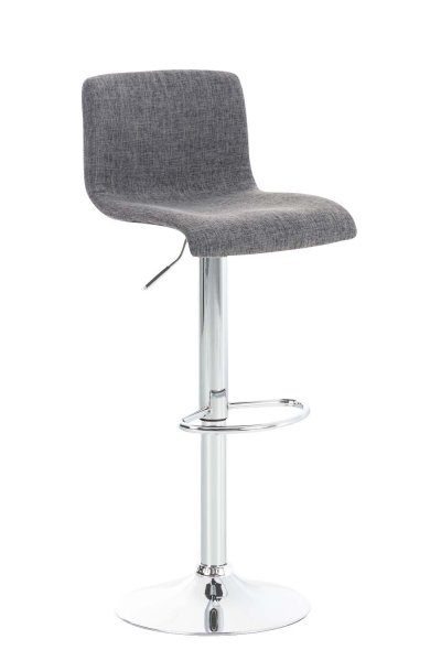 Tabouret de bar hoover assise en tissu pi&egrave;tement m&eacute;tal chrom&eacute; , gris clair
