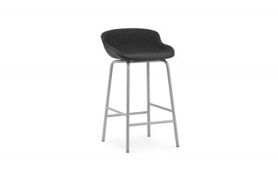 Tabouret de bar Hyg 65cm enti&egrave;rement rembourr&eacute; - gris