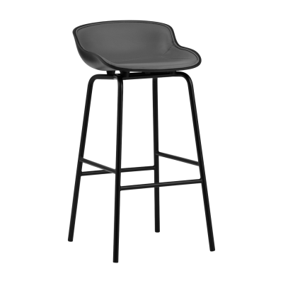 Tabouret de bar Hyg, rembourrage frontal de 75 cm - noir/noir