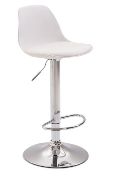 Tabouret de bar kiel similicuir et coque en plastique , chrome/blanc