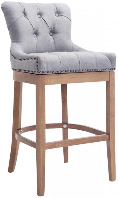 Tabouret de bar lakewood tissu pi&egrave;tement antique clair , gris clair