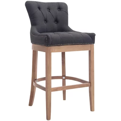 Tabouret de bar lakewood tissu pi&egrave;tement antique clair , gris fonc&eacute;