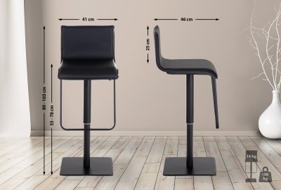 Tabouret de bar limon en similicuir , noir /noir