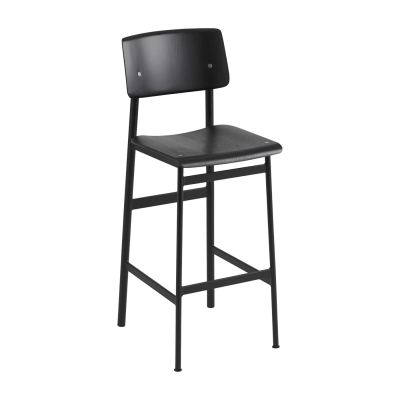 Tabouret de bar Loft ch&ecirc;ne noir et acier noir H108,5 cm - Muuto