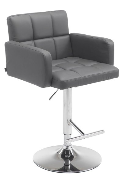 Tabouret de bar Los Angeles similicuir gris M&eacute;tal chrom&eacute;